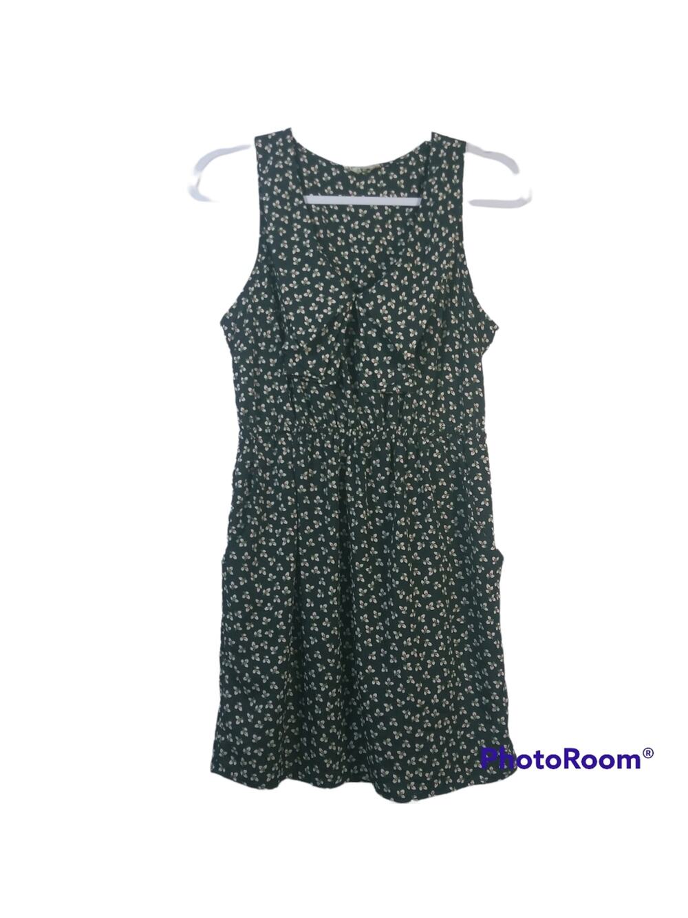 Ventti Black Sleeveless Dress Floral Print With Pockets Size L